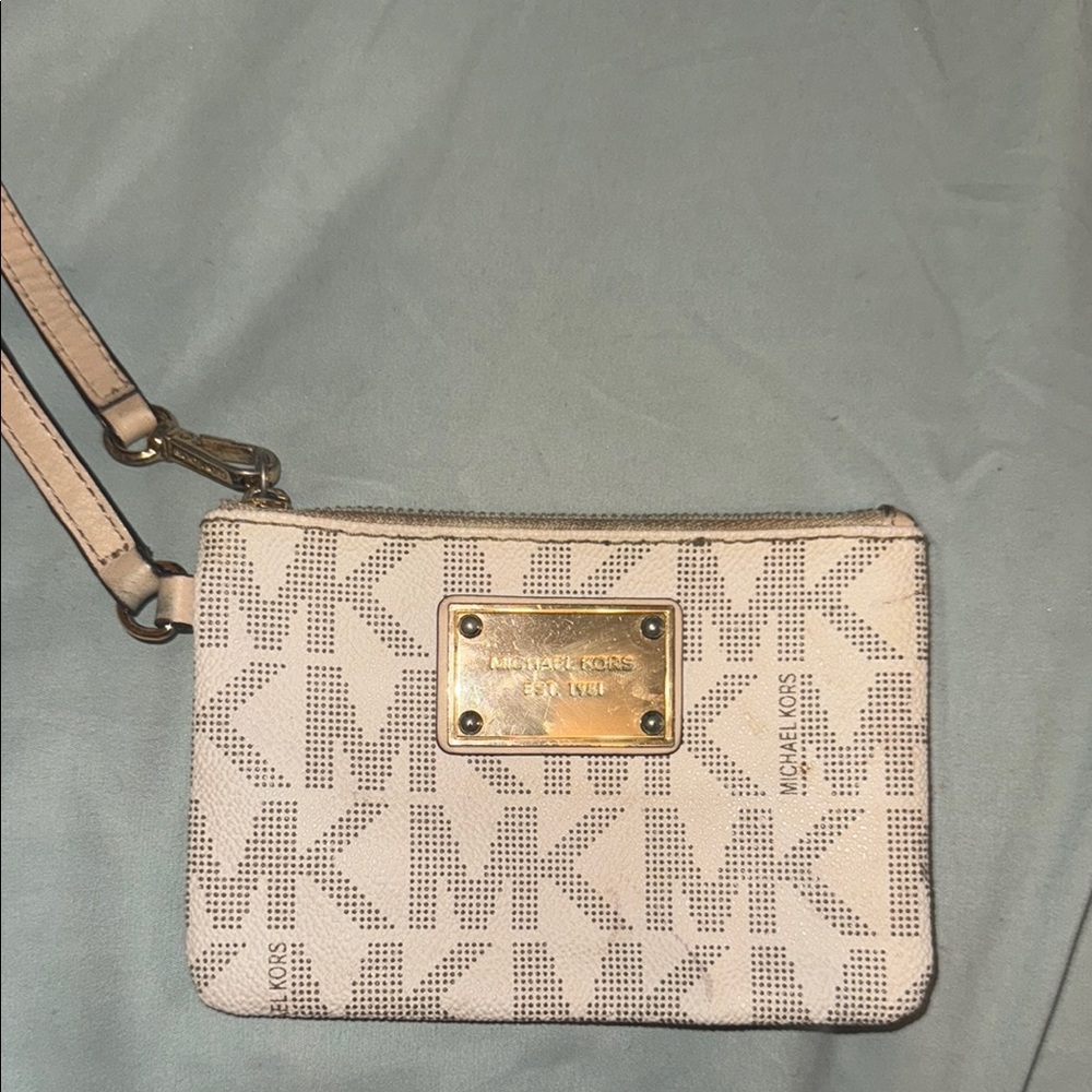 Michael Kors Cream Clutch with Gold-Tone Accents
